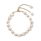 Braccialetto scorrevole con perline rotonde in perle naturali colorate e ottone BJEW-JB09008-04-1
