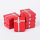 バレンタインデーのギフトパッケージ厚紙ペンダントネックレスボックス  外部のちょう結びの内側スポンジで  ネックレスやペンダント用  長方形  レッド  9x7x3cm CBOX-R013-9x7cm-2-2