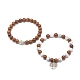 Ensembles de bracelets extensibles en perles de bois et d'howlite synthétique BJEW-JB07738-4