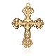 Plaqué or croix latine alliage strass gros pendentifs RB-J113-01G-2