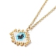 Japanese Seed Braided Rhombus with Evil Eye Pendant Necklace with 304 Stainless Steel Chains for Women NJEW-MZ00001-1
