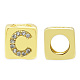 Brass Micro Pave Clear Cubic Zirconia European Beads KK-T030-LA842-CX3-1