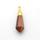 Gemstone Point Pendants with Golden Plated Brass Findings G-P053-11B-2