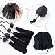 GORGECRAFT 8PCS Large Tassel Key Colorful Handmade Silky Floss Tiny Craft Tassels with Plastic Beads for DIY Craft Accessory Home Decoration(Black) HJEW-GF0001-23D-4