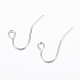 アイアン製ピアスフック  耳ワイヤー  水平ループ付き  銀色のメッキ  鉛フリーとニッケルフリー  サイズ：約17mm長  12 mm幅 J079F-S-2