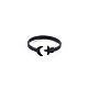 メンズアイアンカフフィンガー指輪  オープンリング  カドミウムフリー＆鉛フリー  スターとムーン  電気泳動黒  usサイズ7 1/2(17.7mm) RJEW-N029-060-1