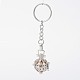 Platinum Plated Brass Hollow Round Cage Chime Ball Keychain KEYC-J073-D-2