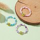3 Uds. Juego de anillos elásticos con cuentas de cara sonriente y acrílico de 3 colores y semillas de vidrio RJEW-JR00577-2