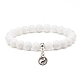 2Pcs 2 Color Natural Mashan Jade Round Beaded Stretch Bracelets Set with Alloy Yin Yang Charms BJEW-JB08445-4