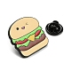 食べ物をテーマにしたエナメルピン  バックパックの服用の黒の合金バッジ  ハンバーガー  23x23.5x2mm JEWB-G026-02G-3
