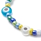 Lampwork mauvais œil et perles de verre collier bracelet extensible SJEW-JS01246-10