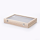 木製スタッドピアスプレゼンテーションボックス  ガラスとベルベットの枕で  長方形  アンティークホワイト  350x240x5.5cm ODIS-P006-10-2
