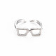 メンズアロイカフフィンガー指輪  オープンリング  カドミウムフリー＆鉛フリー  眼鏡  プラチナ  usサイズ6 3/4(17.1mm) RJEW-N029-035-1