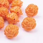 Perles acryliques opaques, fleur, orange foncé, 16x16mm, Trou: 1.8mm, environ 255 pcs/500 g