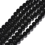 Cuentas sintéticas piedras negras hebras, teñido, redondo, negro, 10mm, agujero: 1 mm, aproximamente 19 pcs / cadena, 7.8 pulgada