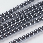Chapelets de perles en hématite synthétique sans magnétiques, perles de grade aa rondes, noir, 6mm, Trou: 1mm, Environ 70 pcs/chapelet