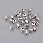 Perles en alliage de style tibétain, colonne, sans plomb et sans cadmium, argent antique, 6mm, Trou: 2.5mm