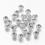 Argenté volumineux acrylique ronde séparateurs perles pour les enfants bijoux, environ 4 mm de diamètre, Trou: 1mm