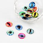 Cabujones de vidrio estampados con ojo de dragón de media caña, color mezclado, 12x4mm
