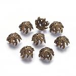Tibetische Perlen Kappen & Kegel Perlen, bleifrei und Nickel frei, Blume, Antik Bronze, 10x15x15 mm, Bohrung: 2 mm