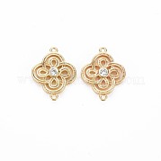 Brass Micro Pave Clear Cubic Zirconia Connector Charms KK-S356-712