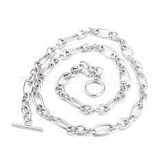 304 Stainless Steel Figaro Chain Necklaces NJEW-O124-03P