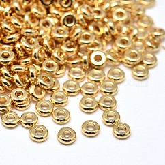 Latón redondo plana entrepieza de abalorios, dorado, 4x1.5mm, agujero: 1.5 mm