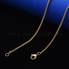 Collar de cadena de eslabones de acero inoxidable 304 con revestimiento al vacío de PVD, con cierre de pinza, real 18k chapado en oro, link: 3x2x0.6 mm, 19.68 pulgada (50 cm)