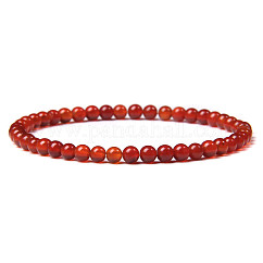 Bracelet en perles de cornaline naturelles rondes de 4 mm pour homme, bracelets extensibles polyvalents simples rétro européens et américains, 7.48 pouce (19 cm)