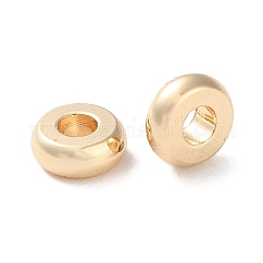 Cuentas espaciadoras de latón chapado en estante, Plateado de larga duración, sin plomo y el cadmio, disco, la luz de oro, 5x2mm, agujero: 2 mm