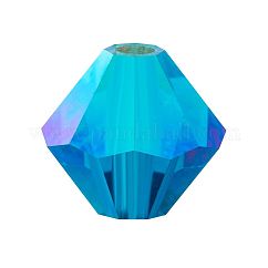 Perle di cristallo preciosa®, cristallo ceco, bicono(451 69 302 rondelle), 60310 20000 capri blu ab 2x, 4mm, Foro: 0.8 mm