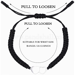 Ensemble de bracelets à maillons en forme de cœur en acier inoxydable 2pcs 2 styles&nbsp;BJEW-SW00106-01