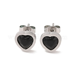 3 Paar 3 Farben 304 Edelstahl Herz Ohrstecker für Frauen&nbsp;EJEW-K279-07P-01