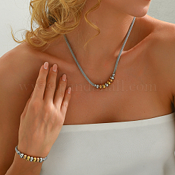 Elegante Hip-Hop-Rondell-Halsketten- und Armband-Sets aus Edelstahl&nbsp;KY2980