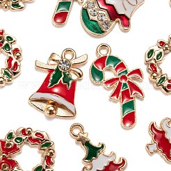 50pcs 5 pendentifs en alliage d'émail de thème de noël de style&nbsp;ENAM-LS0001-49-RS
