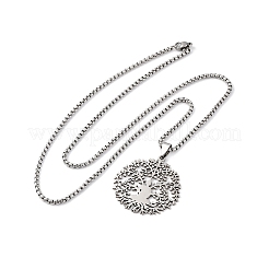 Colliers pendentifs arbre de vie Bouddha Yoga en acier inoxydable 201&nbsp;LS-NJEW-S440-11P