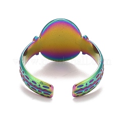 Anneaux de manchette ouverts en acier inoxydable 304 avec placage ionique couleur arc-en-ciel (IP)&nbsp;RJEW-A005-15