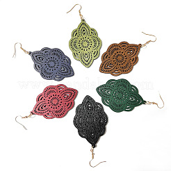 6 paire de boucles d'oreilles pendantes en bois&nbsp;FS-WGC7AEC-01