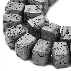 Brins de perles de pierre de lave naturelle galvanisées&nbsp;G-Q1009-A01-02