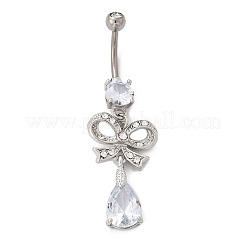 Legierung Kristall Strass baumeln gebogene Hantel Bauch Ringe&nbsp;LS-AJEW-R007-04P-05