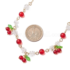Colliers à plastron en verre craquelé et cristal de quartz naturel pour femmes&nbsp;NJEW-JN05202-02