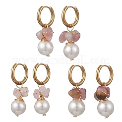 3 paire de boucles d'oreilles créoles rondes en acier inoxydable 202&nbsp;EJEW-JE06974-01