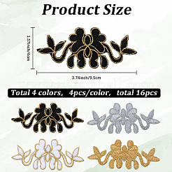 16 Stück 4-farbige Blumen-Polyester-Flicken zum Aufbügeln/Aufnähen&nbsp;DIY-GF0011-68