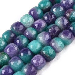 Teñidos naturales blancas abalorios de jade hebras&nbsp;G-T138-D19
