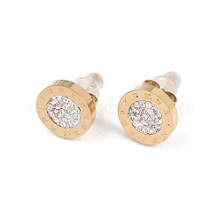 Pendientes de botón planos y redondos de acero inoxidable 304&nbsp;EJEW-H175-02G-01