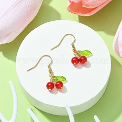 Boucles d'oreilles pendantes en jade naturel de malaisie&nbsp;EJEW-JE05519-01