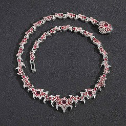 Colliers à maillons en laiton pavé d'épines oculaires pointues en oxyde de zirconium rouge foncé pour hommes&nbsp;FS-WG4F103-03
