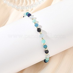 Bracelets ronds à perles facettées en amazonite naturelle&nbsp;BJEW-JB14142