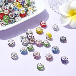 100 Stück 10 Farben Polymer Clay Strass europäische Großlochperlen mit silberfarben plattierten Messingkernen&nbsp;FIND-YW0004-88