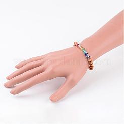 Holz runden Perle Kinder Armbänder Armbänder Stretch&nbsp;BJEW-JB02279